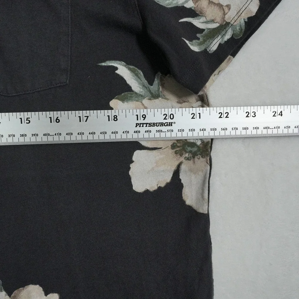 Abercrombie Fitch Mens Black‎ Floral Print Short Sleeve Polo Shirt Size XL